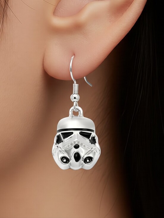 Star Wars Jewelry - Star Wars Stormtrooper 3D Dangle Earrings Silver Disney Cosplay Costume Gift